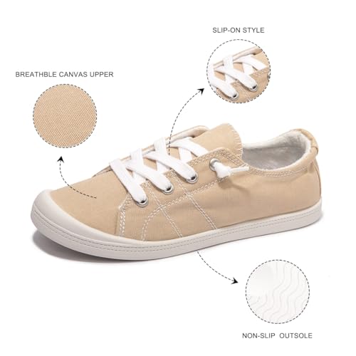 Image of Womens Slip On Shoes, Canvas Low Top Sneakers, Casual Classic Flat Shoes | Comfort Fashion Sneaker with Non Slip Rubber Outsole, Lightweight Tennis Shoes for Walking, Shopping, Picnic, Travel