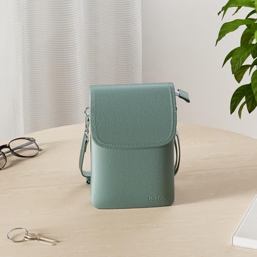 Image of befen Genuine Leather Small Crossbody Bags for Women Cell Phone Bag Cross Body Purses,Silver Zipper