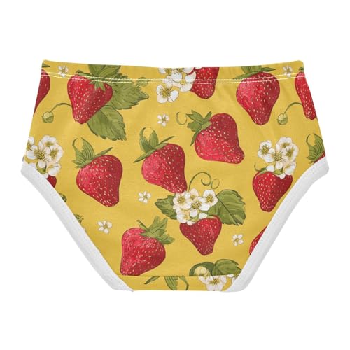 Wusikd Strawberries Girls' Underwear Cotton Flowers Yellow Girls Briefs Soft Toddler Underwear 2T2