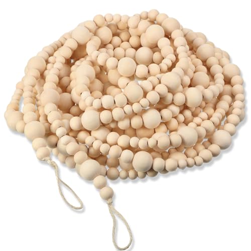 Giegxin 1 Pcs 32.8 Feet Wooden Bead Garland Rustic Boho