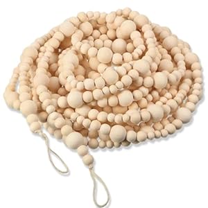 Giegxin 328 feet christmas wooden bead garland xmas tree beads garland rustic wood beaded decor for christmas holiday rustic home farmhouse decorationwood color1 pcs  urban country home decor
