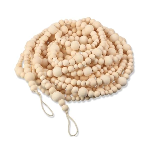 Giegxin 328 feet christmas wooden bead garland xmas tree beads garland rustic wood beaded decor for christmas holiday rustic home farmhouse decorationwood color1 pcs  urban country home decor