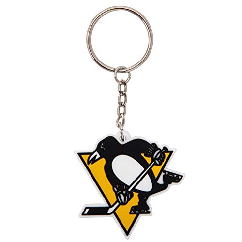 Porte-clés Pittsburgh Penguins NHL en gomme PVC souple pour motard