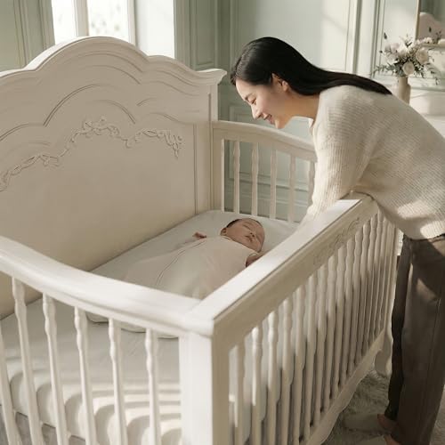 Image of Evolur Aurora 5-in-1 Convertible Full Size Baby Crib, Ivory Lace