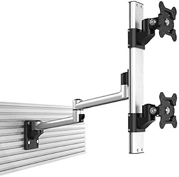 Dual VESA Mount for Slatwall Stacked w/Quick Release Dual Arm