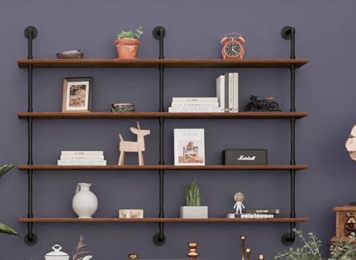 HDDFER Floating Shelves Wall Bookshelf Industrial Pipe Shelving Shelves 60 Inch Natural Wood Planks Rustic Wall Shelves Hanging Bookshelves Farmhouse Kitchen Shelving…