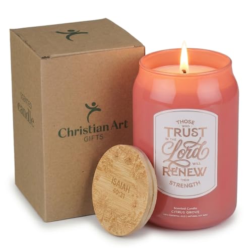 Image of Christian Art Gifts Trust in the Lord Scented Candle: Soy Wax, Bible Verse