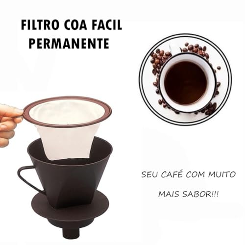 Kit Suporte para Filtro de Café Plástico+ Adaptador Para Garrafa Térmica+ Coador de Café Reutilizáve