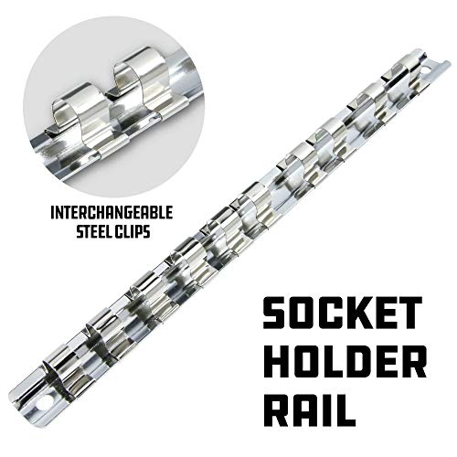 Powerbuilt Universal Joint Socket Set, Sae 7 Piece 3/8-Inch Drive, 6 Point, 360 Degree Rotation 40 Degree Working Angle, Storage Rail - 642163 #TOP4