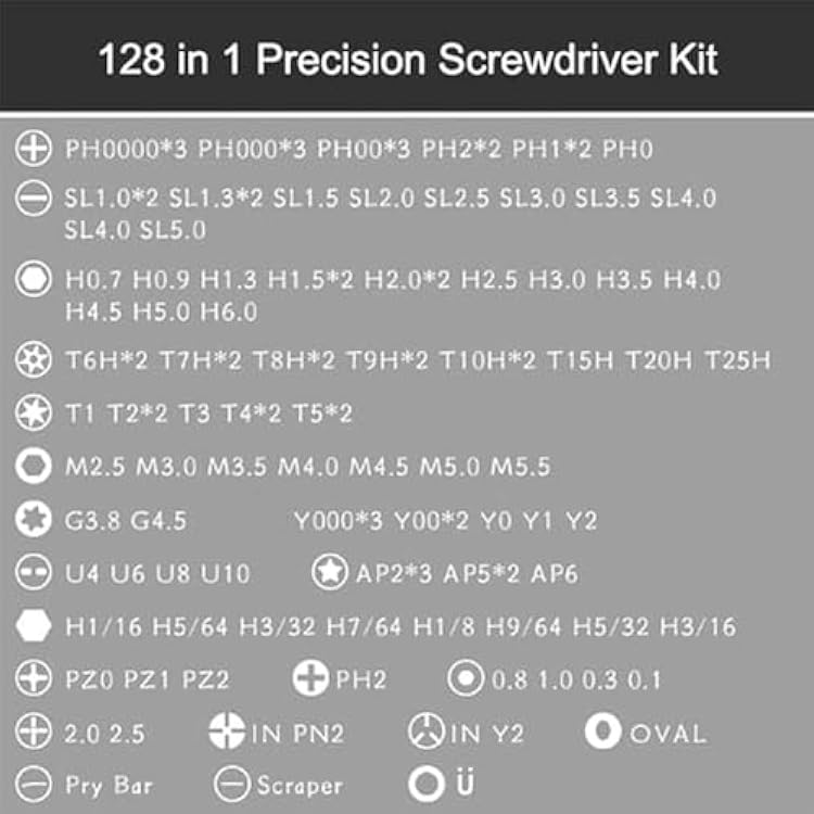 128 in 1 Precision Screwdriver Set, Electronics Repair Tool Kit with 120pcs Screwdriver Head, Small Manual Screw Driver Toolkits with Magnetic Handle, Portable Storage Case