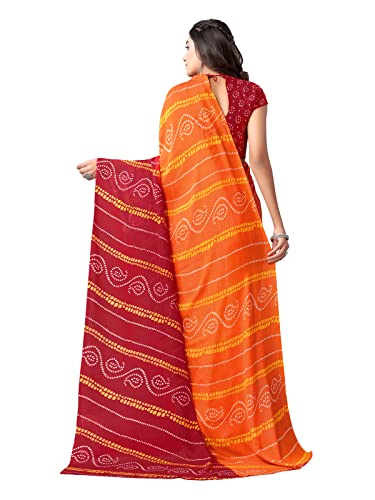 Image of Satrani Women's Bandhani Printed Georgette Saree with Unstitched Blouse Piece( 