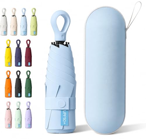 Image of Umbrella, Mini Folding Windproof & Compact UV Umbrella for Sun Protection Rain Windproof Strong Large 3 Fold for Women Handbags,3 Fold for Men Women, Stylish & Compact
