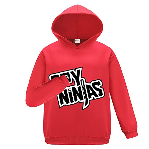 Gamer Ninjas Merch Cool Black Hoodie Cotton Jumper Kids Boys Girl Top (Red,7-8 Years,7 Years,8 Years)