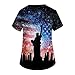 Women's 4th of July Scrub Tops 2026 Plus Size Short Sleeve USA Patriotic Printed Design Medical Nurse Work Scrubs Turquoise X-Large