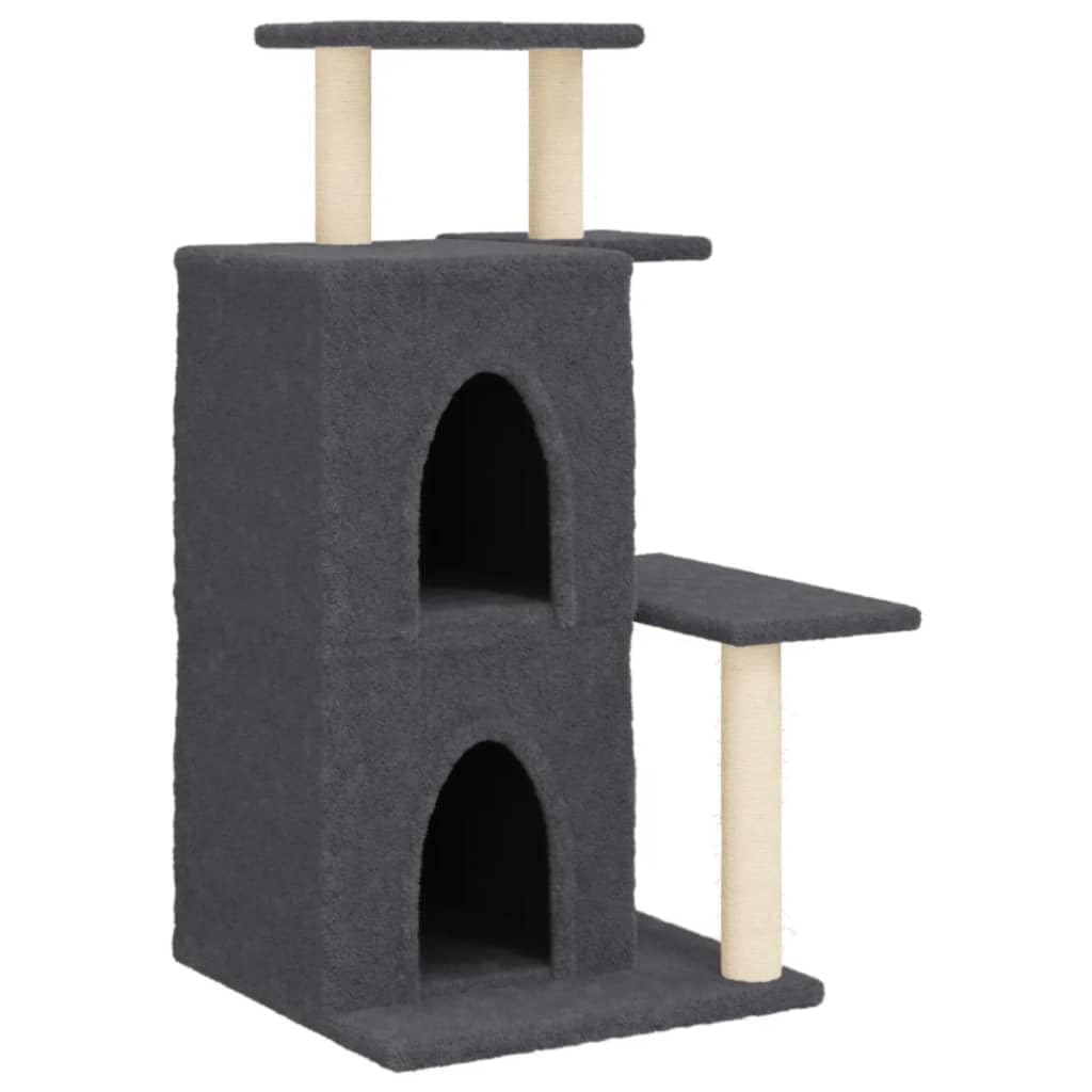 Homgoday Tiragraffi per gatti con tiragraffi in sisal, grigio scuro, 97 cm, torre tiragraffi multilivello con scala e condomini, centro attività per gatti da interno