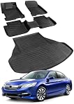 All-Weather Floor Mat for Honda Accord 2013-2017 (Only for Sedan) | Custom Fit Black Rubber Cargo Liner, Waterproof Vehicle TPE Accessories for Front & Rear, Heavy Duty Interior Protection
