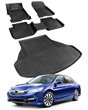 CreekT All-Weather Floor Mats for Honda Accord 2013-2017 (Only for Sedan) Custom Fit Black Rubber Car Liners, Waterproof Vehicle Accessories for Front & Rear, Heavy Duty Interior Protection