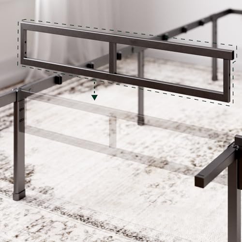 Zinus Justin Bett 100x200 cm - Höhe 36 cm mit Stauraum unter dem Bett - Metallplattformbettrahmen - Schwarz, Schwarze