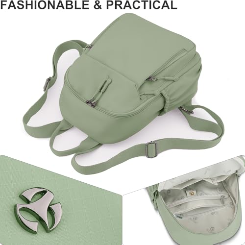 Image of Pealwel Mini Nylon Women Backpacks,Small Ladies backpacks Lightweight Shoulder Satchel Bag Tote Handbag Casual Travel Daypack (Light Green(A))
