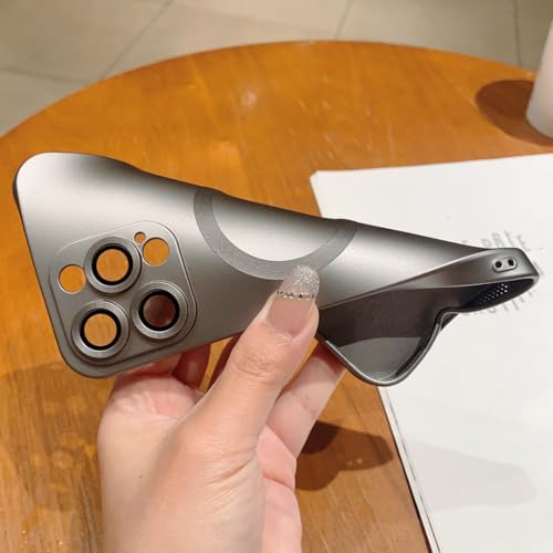 Coque magnétique iPhone 14 argent en verre mat anti-choc