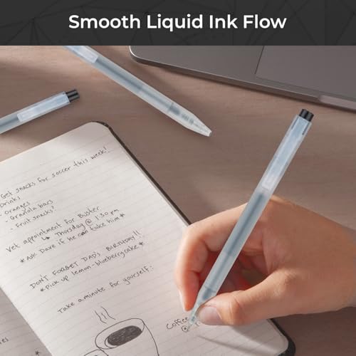 Image of Insight Retractable Rollerball Pens | 0.5mm Micro Tip with Glass Body Design | Quick-Drying, Smudge-Free Ink for Smooth Ink flow | Ideal for Office, School & Journaling (Black Ink, Pack of 6)
