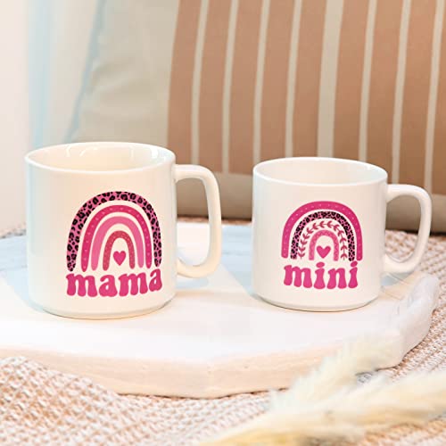Nefelibata Mama Mini Mug Set Of 2 Pink Leopard Boho Rainbow Mommy And Me Mother's Day Gifts Hot Cold Ceramic Cups Coffee Tumbler For Mother Daughter Mama And Me Matching Gift For Women #TOP4