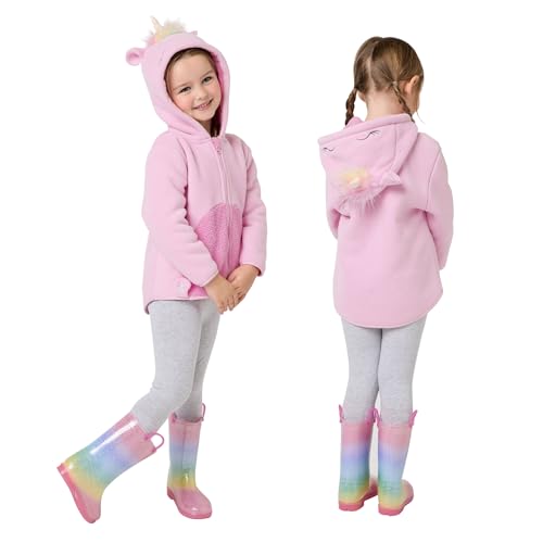 Image of Snuggz Unicorn Zip Fleece Jacket – Soft Zip-Up Unicorn Fleece Jacket for Children Cosy Everyday Outerwear with Hood & Pockets Warm Lightweight Layer for School Playtime & Outdoor Use - Kids 4-5 Years