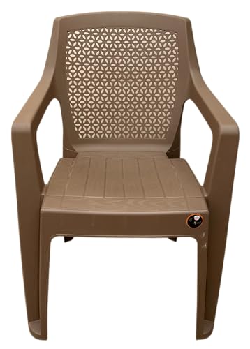 Image of SkyGlamour Cello Sonet Matt Finish Plastic Armchair | Mid Size Plastic Chair for Living Room, Home, Garden Indoor and Outdoor use |Bearing Capacity up to 120 Kg (Colour: Rattan Beige; Set of 2)