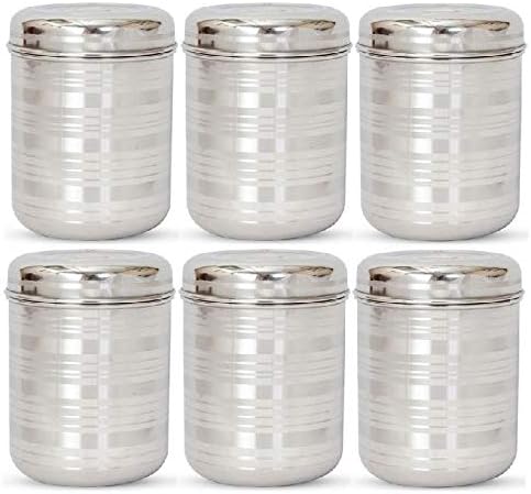 Jagani Stainless Steel Kitchen Storage Tall Container Multi Purpose Unbreakable Canister Dabba - Set Of 6 pcs - 1000 ml each