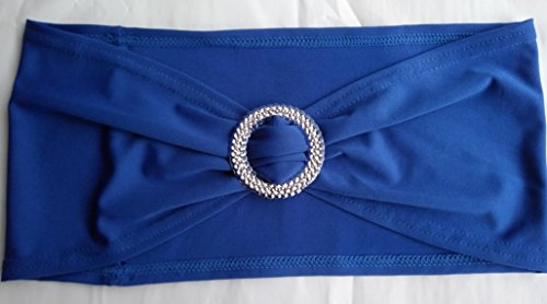 Sheyang Spandex Chair Sashes Bows 50Pcs Spandex Chair Sashes Bows Elastic Chair Bands With Buckle Slider Sashes Bows For Wedding Decorations Without White Covers(50Pcs, Royal Blue) #TOP1
