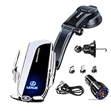 レクサス スマホホルダー 車載ホルダー f sport RX LX CT EX HS NX ES LX LC GS IS ワイレス充電 自動開閉 360度回転 (レクサス, 銀)
