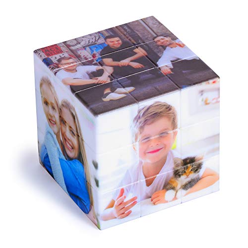 Lovejewelry Personalized Photo Frame 3D Rotatable Rubik's Cube for Home Decor Custom Collage Frames Multi Picture Frames Rubik's Cube for Office Desk Decor CouplesÂ (2-Third order without holes)