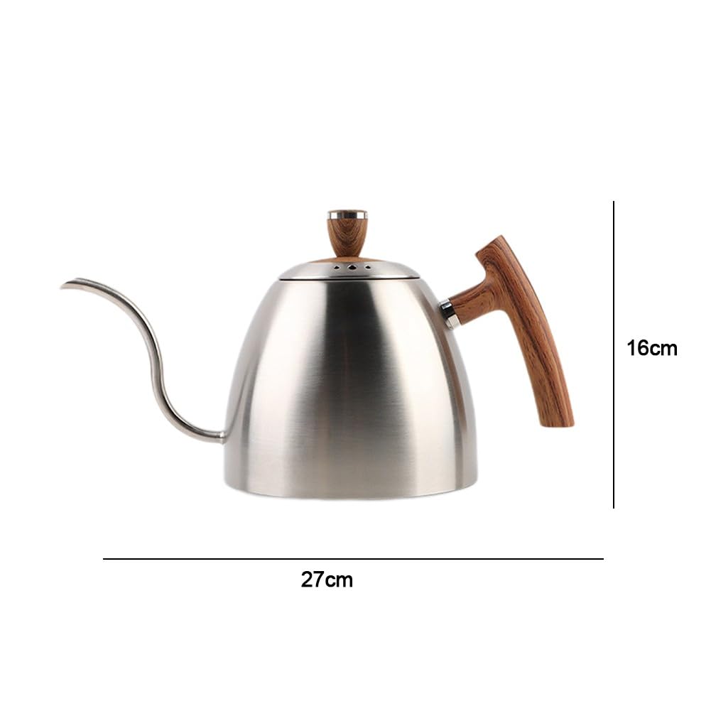 Controllo preciso del flusso, manico in legno, bollitore per versare, Superior Brewing Multi PU (argento)