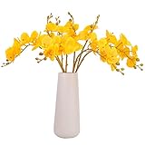 BOMAROLAN Artificial Flowers Faux Butterfly Orchid 4 Pcs Real Touch Double Branch Silk Flowers for...