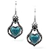 Chengxun Pure Blue Tibetan Love Heart Created Turquoise Silver Fishhook Dangle Drop Earrings for Women