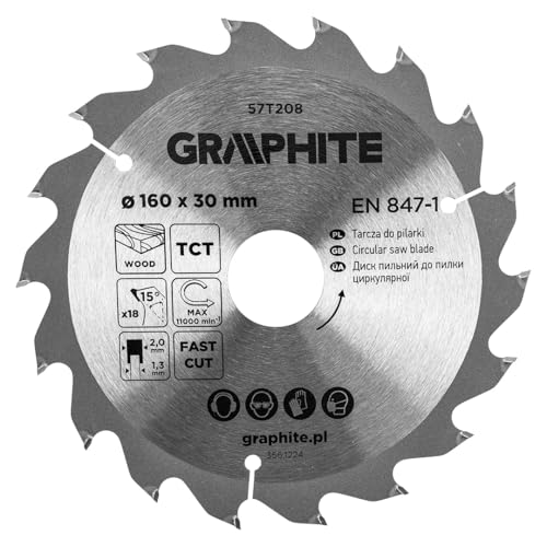 GRAPHITE Kreissägeblatt Widia, Hartmetall Sägeblatt für Holz, Spanplatte