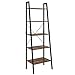 Homfa Industrial Ladder Shelf, 5 Tier Bookshelf Plant Flower Stand Storage Rack Multipurpose Utility Organizer Shelves Wood Look Accent Metal Frame Furniture Home Office