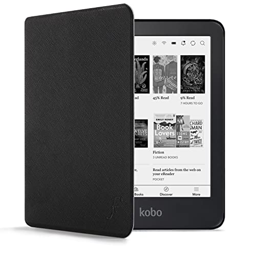 Forefront Cases Funda para Kobo Aura Edition 2 (Modelo: N236, 2016) - Delgado, Ligera y Protectora Funda para Kobo Aura Edition 2 (6') - Smart Auto Sueño Estela Función (Carcasa) - Negro