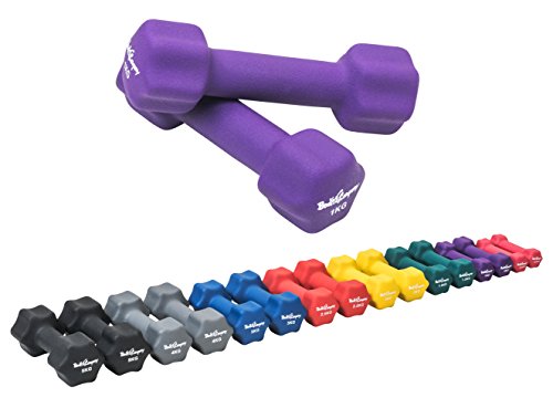 Bad Company Neopren Hanteln 2 x 1 kg lila - Kleine Hantel gummiert für Fitness Gymnastik Aerobic Zuhause - Home Gym Kurzhanteln für Frauen Männer - Dumbbells 1kg