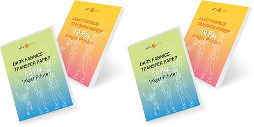 Image of HTVRONT Heat Transfer Paper for T Shirts - 40 Pack Mixed Light & Dark Iron on Transfer Paper,8.5 inch x 11 inch Printable Heat Transfer Vinyl for Inkjet Printer, Durable & Easy to Use