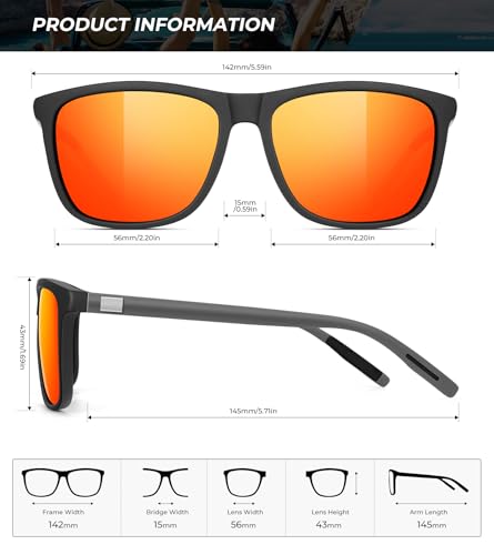 KALIYADI Sunglasses-Men Mens-Sunglasses Polarized Sunglasses: UV Protection Unisex for Driving Fishing Lightweight Classic4