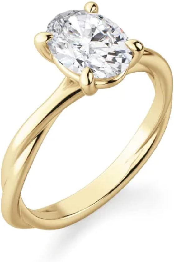 18K Solid Yellow Gold Handmade Engagement Ring 1.00 CT Oval Cut Moissanite Diamond Solitaire Wedding/Bridal Ring for Her/Women Perfect Ring