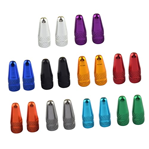 KICHOUSE 20 piezas Tapas de válvula de aleación de aluminio anodizado para bicicletas, cubiertas de polvo ligeras y fáciles de instalar, previenen fugas de aire, estilo francés para bicicletas de montaña y carretera miniatura 1