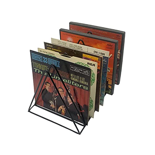 Vinyl Record Storage Holder Stand - Premium Triangle Metal Wire Magazine Rack And Book Holder Holds Up To 33 Lp Album Records, Functional And Contemporary Vinyl Record Rack Organizer (Black) #TOP5