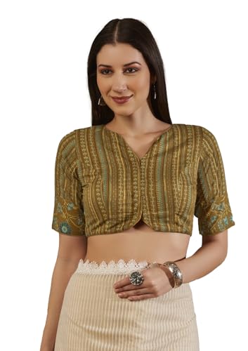 Image of Yellow Cotton Ajrakh Printed Blouse MD-0028-YLLW