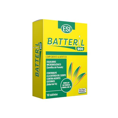 ESI BATTERIL 900 – Extracto de semilla de pomelo y aceite esencial de árbol del té – Complemento alimenticio en tabletas – 900 mg con bioflavonoides – 10 tabletas