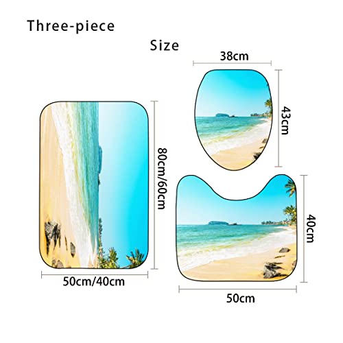 Zifarm Badematte rutschfeste 50x80 cm Ozean Badvorleger-Set 3D Drucken Strand Sommer Mikrofaser Flanell Absorbierend… – Bild 3