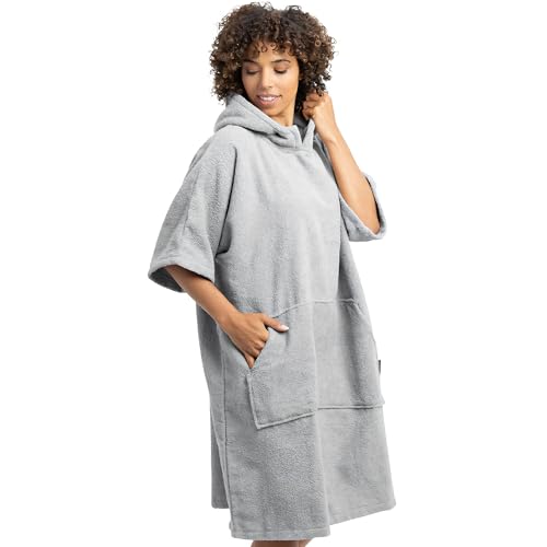 HOMELEVEL Poncho de surf unisexe - Peignoir de plage en coton avec poche et capuche - Robe sortie de bain cape pour adulte homme femme