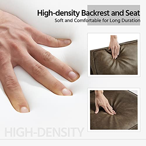 Yaheetech Pu Leather Armchairs, Retro Leisure Accent Chair With Extra Soft Padded And Cushion, 105 Degree Slant Back, Modern Reading Arm Chair For Living Room/Office/Bedroom/Study, 2Pcs, Brown #TOP5