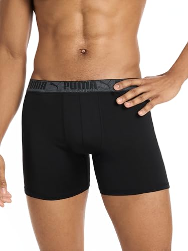Puma Herren-Boxershorts, 5er-Pack, Trainingspassform, Schwarz/Grün, Größe M – Ansicht 6